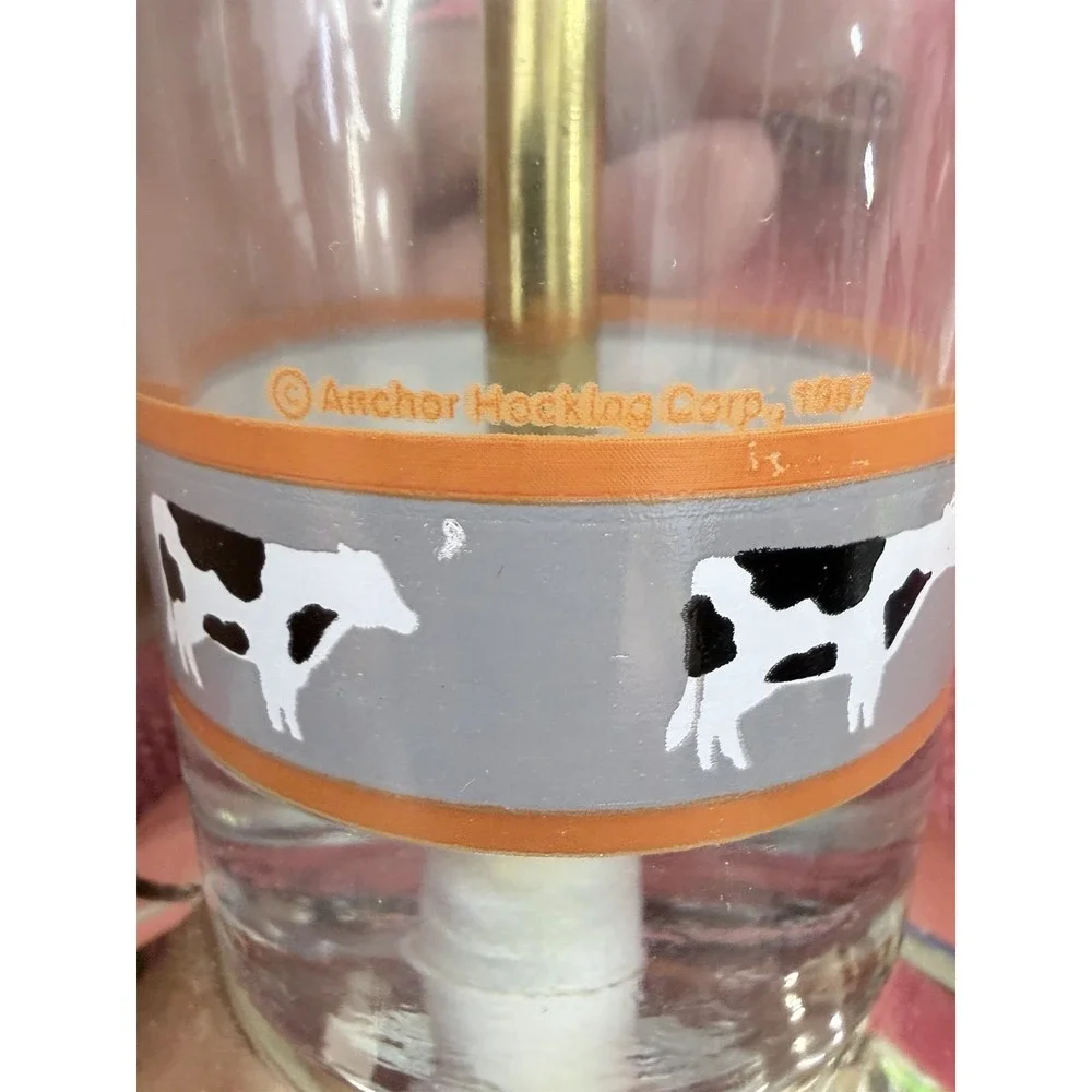 Custom Made Cottage Core Anchor Hocking Lamp Cows
